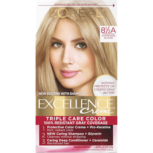 L'Oreal Paris Excellence Créme Permanent Hair Color, Champagne Blonde [8.5A] 1 ea ( Packs of 3)