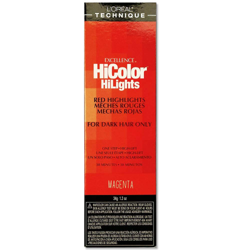 L'Oréal Technique HiColor Red HiLights - Permanent Hair Color for Dark Hair, Intense Red Highlights, No Pre-Lightening Required, Rich, No-Drip Crème, Quick Processing Time, Magenta