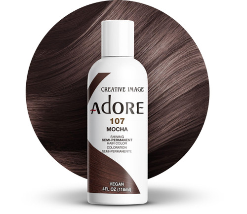 Adore Semi Permanent Hair Color (107 Mocha) | Vegan & Cruelty-Free Brown Hair Dye | No Ammonia, No Peroxide, No Alcohol | 4 Fl Oz