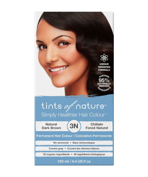 Tints of Nature 3N Natural Dark Brown Permanent Hair Dye, Nourishes Hair and Covers Greys, Ammonia-Free, 4.4 fl oz