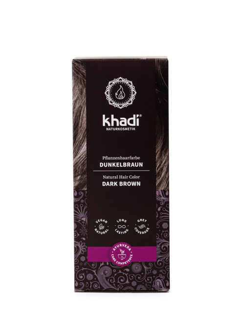 khadi DARK BROWN Natural Hair Color - Hair Color for deep, shiny dark brown to strong black brown - 100% herbal & natural - 3.5 oz