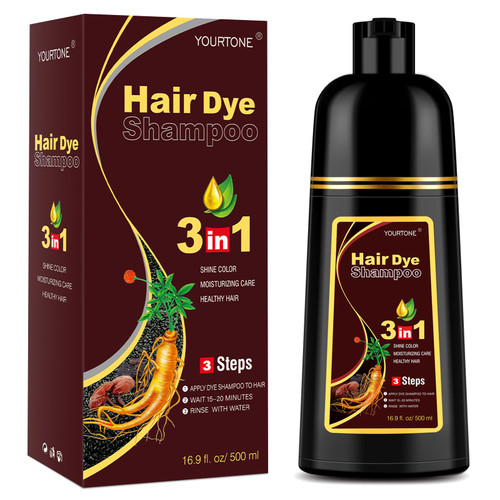 YOURTONE Dark Brown Hair Dye Shampoo 3 in 1 for Gray Hair Coverage, Hair Color Shampoo for Women Men, Herbal Ingredients Champu Para Pintar el Cabello (16.9 Oz)
