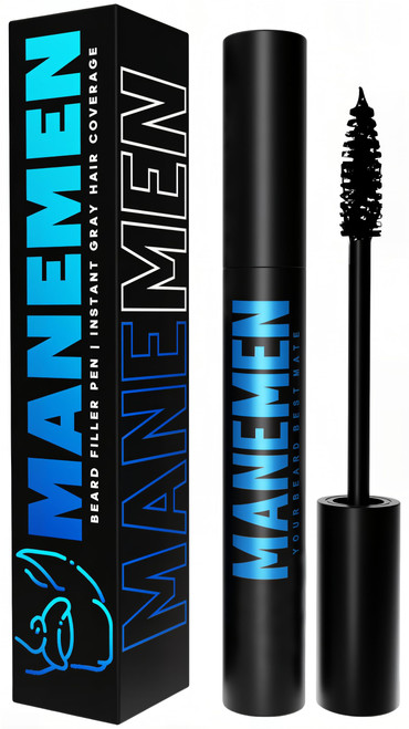 Manemen Manemen Beard Filler Pen For Men. Instant Gray Hair Coverage. Easy to Use Temporary Color for Beard, Mustache and Eyebrows. All Day Natural Finish - 2-in-1 Formula. Up to 40 Applications