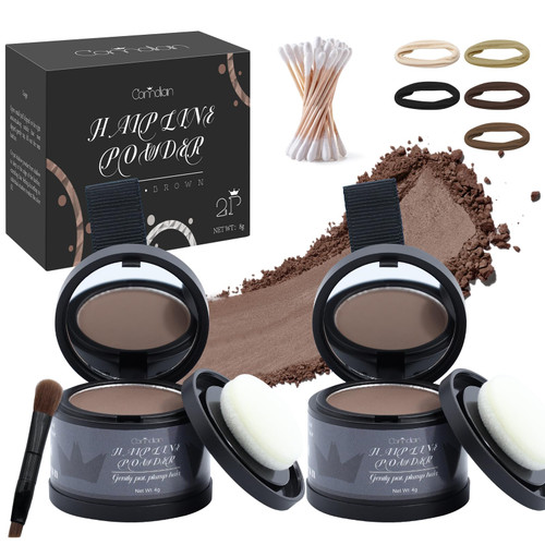 2 Pack Hairline Powder for Women and Men, Used to Root Touch Up Hair Color, Thinning and Gray Hair Coverage and Bald Spots Coverage, Medium Brown