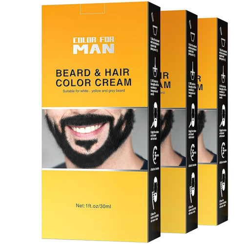 Beard Dye For Men,Beard Coloring For Men,Black Beard Dye Mustache And Beard Dye For Men, 3 Pcs Mens Beard Dye With Beard Brush Fast And Easy Use, Mustache Dye For Gray Facial Hair(Black 3 Sets)