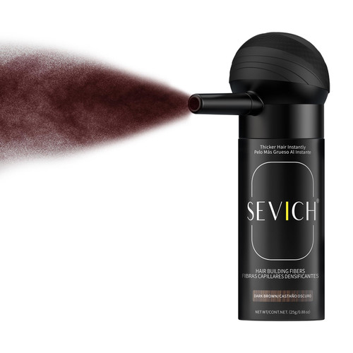 SEVICH Hair Fibers with Spray Applicator - Natural-Looking Hair Thickening Fibers for Men & Women, Instant Fullness, Wind & Water Resistant, Easy Wash Out, 25g (Dark Brown)