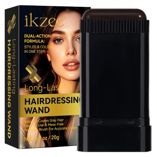 Temporary Hair Dye Comb for Gray Hair Coverage, Disposable Hair Color Stick with Precision Brush, Advanced Non-Irritating & Smudge-Proof Formula, Quick Root & Sideburn Touch-Up (dark brown)