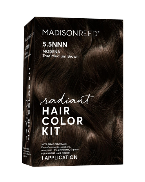 Madison Reed Radiant Hair Color Kit - 5.5NNN Dark Brown with Warm Golden Tones (Modena Brown), 100% Gray Hair Coverage Permanent Hair Dye for Resistant Grays | PPD-Free & Ammonia-Free, 1 Pack