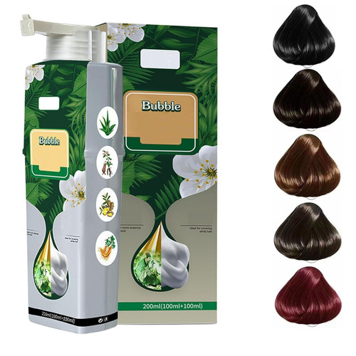 HUANG YI Plant-Based Hair Color - Non-Damaging Bubble Dye for Gray Coverage, Variety Shades for Women and Men (Natural Black) For Grey Hair Color