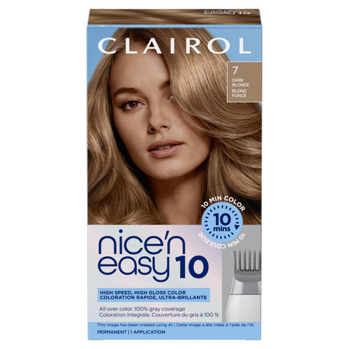Clairol Nice'N Easy 10 Permanent Hair Dye, 7 Dark Blonde Hair Color, Pack of 1