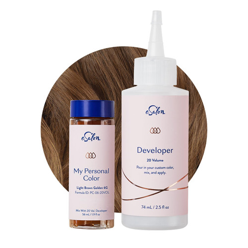 eSalon Permanent Hair Color & Dye Kit - Light Brown Golden - Professional-Grade Ammonia-Free Personal Colorist for Up To 100% Gray Coverage on All Hair Types