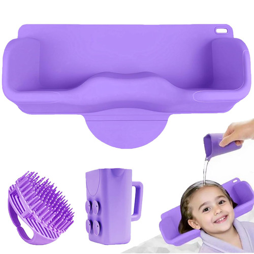 Portable Hair Washing Station Set,Silicone Hair Washing Station for Kids,Children Toddler,Sink or Bathtub Shampoo Buddy, Attached Shampoo Brush and Baby Bath Rinse Cup （Relaxing Hair Washing）