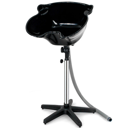 Height Adjustable Portable Salon Deep Shampoo Basin Sink Hair Treatment Bowl with Drain Hose Black