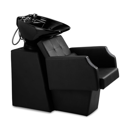 Winado Salon Shampoo Backwash Chair, Hair Wash Stations with Large Ceramic Bowl, Adjustable Shampoo Bowl Sink Chair for Barbershop Beauty Spa Massage Hairdressing Equipment