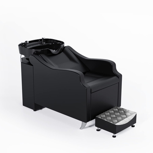 OmySalon Shampoo Backwash Unit with Large Porcelain Bowl, Salon Sink Hair Wash Chair Shampoo Station, Barbershop Beauty Spa Massage Hairdressing Equipment