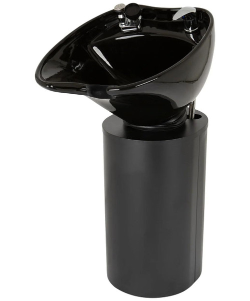 Buy-Rite Paris Pedestal Shampoo Unit - Tilting Porcelain Bowl with Black Metal Base, Silicone Neckrest, Rear Plumbing Access Door, Complete Hardware & Vacuum Breaker Included, NIN-030BLACKBASE-BLK