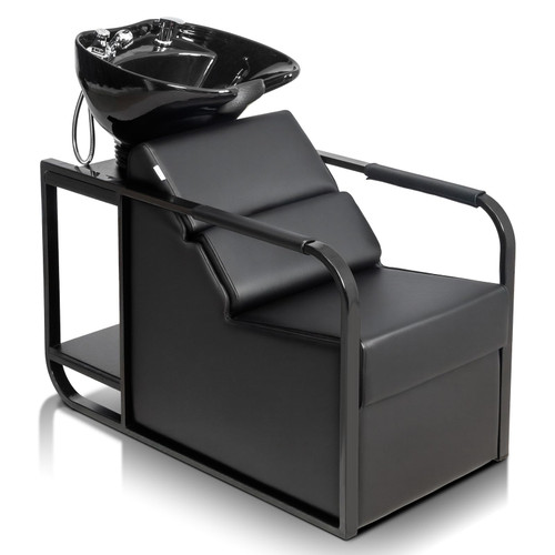OmySalon Salon Shampoo Chair with Tilting Hair Washing Bowl & Storage Shelf, Backwash Shampoo Unit for Beauty Spa Barbershop