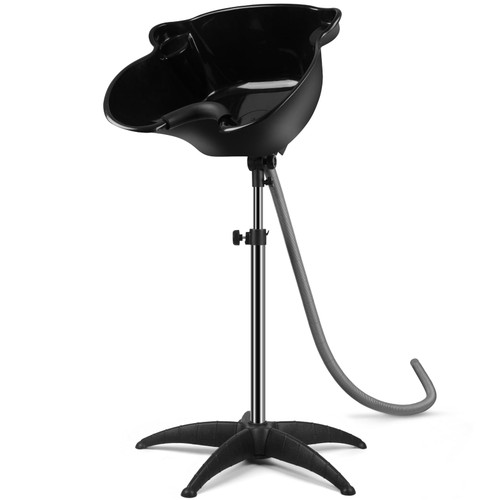 Portable Shampoo Bowl, 270 Degree Rotation of Hair Washing Basin, Height Adjustable Salon Sink with Drain Hoses for Home Salon Use