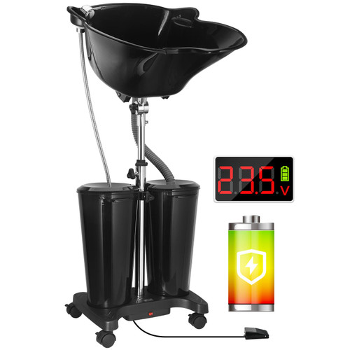 Rechargeable Portable Shampoo Bowl with Electric Pump, Adjustable Portable Hair Washing Station with 2 Tanks and Drain Hoses, Basin Height Portable Salon Sink for Home Barber Use