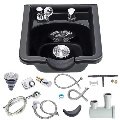 Shampoo Bowl for Salons, Hair Sink with Upgraded Leak-Proof Drain Kit, Portable Hair Washing Sink for Salon & Home, Hairs Backwash Basin Beauty Salon Equipment for Hairstylists