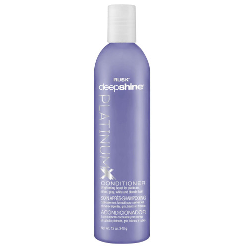 RUSK Deepshine Platinum Conditioner, Gentle Conditioner Eliminates Brassiness, Brightening Boost for Platinum, Silver, Gray, White, and Blonde Hair, 12 oz