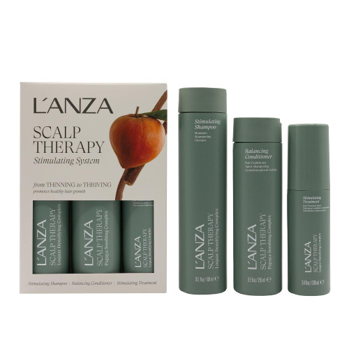 L'ANZA Scalp Therapy Hair Care Kit, Shampoo, Conditioner & Stimulating Leave-In Hair Treatment, Supports Healthy Growth, Adds Fullness, Strengthens, Anti Aging, Combats Oil & Removes Buildup