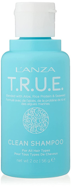 L'ANZA T.R.U.E. Clean Sustainable Shampoo - Rich with Aloe Vera and Rice Protein, Color Safe Daily Hair Care, Fragrance-Free, for Fresh Clean Hair (2 Fl Oz)