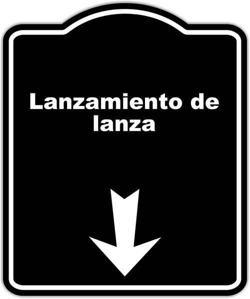 Lanzamiento de lanza Spanish Black Sign Arrow Down Aluminum Composite Sign 20 x 24 inches
