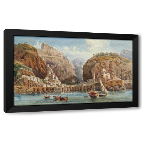 ArtDirect Fishing at Atrani on the Amalfi coast Custom Framed Art Print Giclee Print or Canvas Options with Various Sizes and Customization by Giovanni Lanza