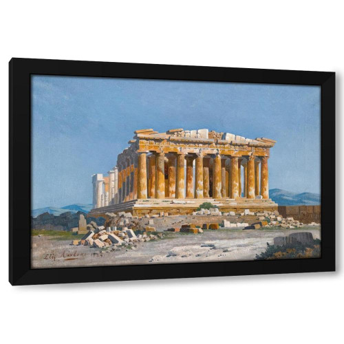 Stephanos Lanza 24x17 Black Modern Framed Art Print Titled: The Acropolis (1924)