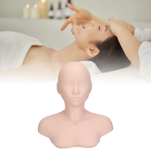 Esthetics Mannequin Head with Shoulders, Cosmetology Mannequin Head with Acupuncture Points, Soft PVC Mannequin Head for Facials Massage, Wigs Hat Display, Makeup Practice