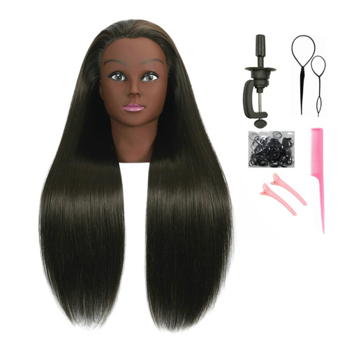 QACIEH 30 Inch 80% Real Human Hair Mannequin Head with Stand for Hairdresser Practice Manikin Cosmetology Doll Training Head Braiding Styling Curling Cutting Display