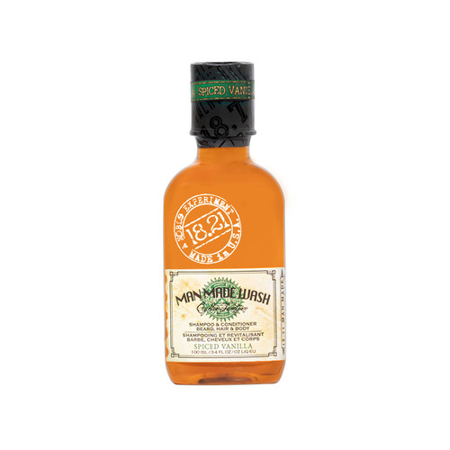 18.21 Man Made Original Spiced Vanilla 3-in-1 Body Wash, Shampoo, & Conditioner for Men, All Hair & Skin Types, Strengthens and Moisturizes in a Manly Aroma, 3.4oz