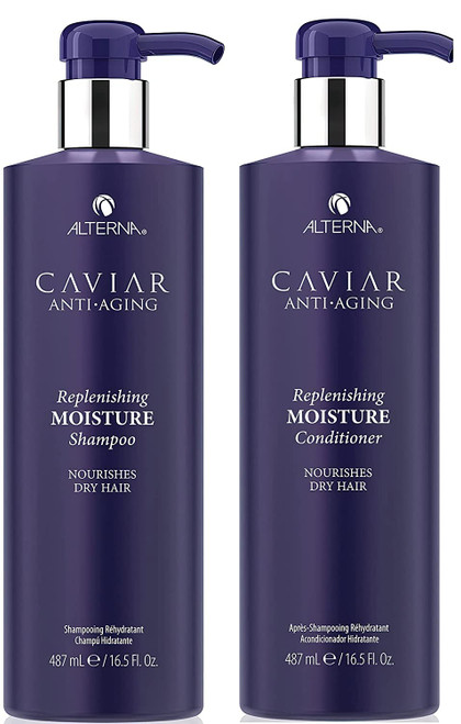 Alterna Haircare CAVIAR Anti-Aging Replenishing Moisture Shampoo and Conditioner Set, 16.5 Fl Oz | Protects, Restores and Hydrates | Sulfate Free