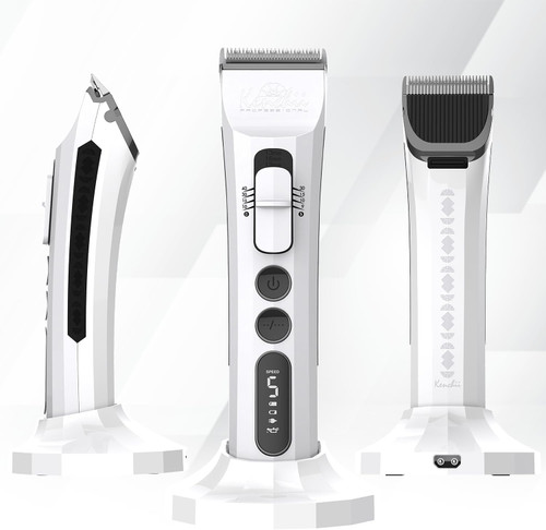 Kenchii Flash Dog Clippers for Grooming 4-in-1 Digital Cordless Cat & Dog Grooming Clipper for Pet Care, Precision Pet Grooming Trim, Shape, and Style Effortlessly, White