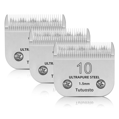 Tutuosto 10# Clipper Blades Pet Grooming Clipper Replacement Blades Detachable Blade Compatible with andis/wahl/Oster Dog Clippers 3PCS