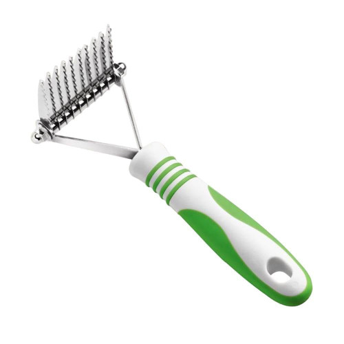 Andis 66050 De-Matting Rake with 10 Blades - Grooming Brush with Safety Edges & Promotes Healthy Skin & Coat - Non-Slip Handle, De-Shedding & Perfect for Long-Haired Breeds – 1 Pack, Green