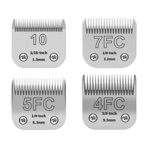 YAZIYIR 10+7FC+5FC+4FC Pet Dog Grooming Detachable Ceramic Blades Kit,Compatible with Andis,Oster A5,Wahl KM10 Clippers,Cut Length 1/16"(1.5mm) to 3/8" (9.5mm),Small 4-piece Set