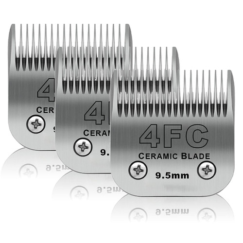 DODAER 3 Pack 4FC Detachable Pet Dog Grooming Ceramic Blades,Compatible with Andis,Oster A5,Wahl KM-10 Series,Size 4FC Blade 3/8-Inch 9.5MM Cut Length