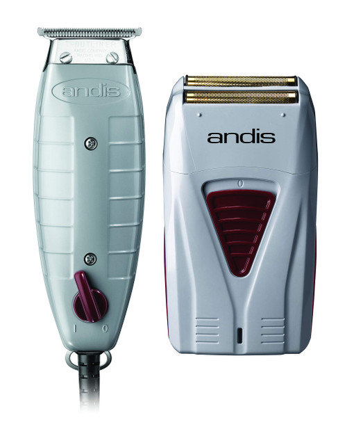 Andis 17195 Finishing Combo T-Outliner Trimmer & Pro Foil Lithium Titanium Foil Shaver - Professional Finishing Hair Clippers and Trimmer Kit for Men