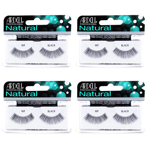 Ardell False Eyelashes 117 - Black, Natural Look & Flared Wispy Strip Lashes for Everyday Glam, 4 Pack