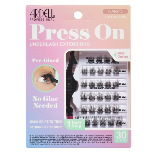 Ardell Naked Press On Lashes Pre-Glued Underlash Cluster Eyelash Extensions - Self Adhesive Eyelashes, Soft Volume, No Glue Needed Lash Clusters, DIY Lash Extension Kit