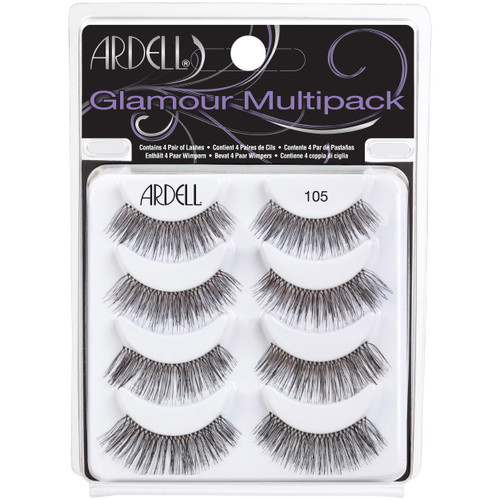 Ardell False Eyelashes Glamour Multipack 105 - Lightweight, Natural Looking Strip Lashes, Reusable Fake Lashes, 4 Pairs, 1 Pack