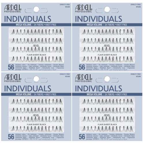 Ardell Triple Individual Lashes - Long Black, Knot-Free Eyelash Extensions, Volumizing DIY Lash Clusters for Fuller Lash Enhancement, 4 Pack