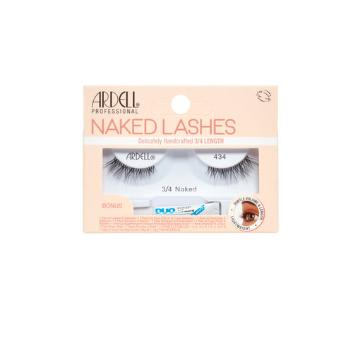 Ardell Naked Lashes 434 – 3/4 Length False Eyelashes Subtle Volume & Length, Natural Look Strip Lashes, Includes Duo Lash Glue 1g, 2 Packs