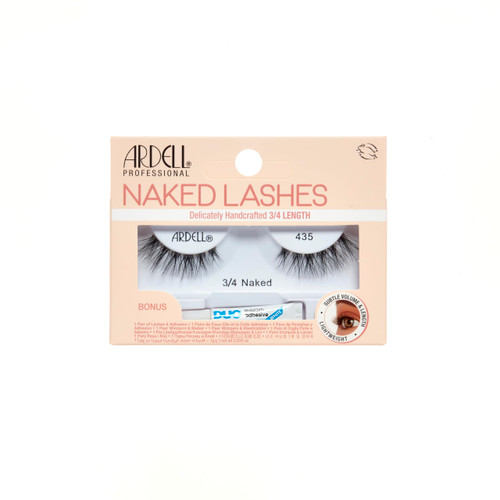 Ardell Naked Lashes 435 – 3/4 Length Natural False Eyelashes with Invisiband, Lightweight Strip Lashes + Bonus Lash Adhesive, 2 Pack