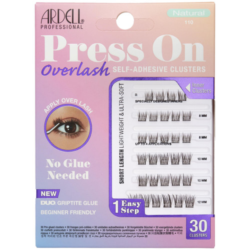 Ardell Press On Overlash Natural 110 – Self Adhesive Lash Clusters, No Glue Needed Eyelashes Natural, Ultra-Soft Pre Glued Cluster Eyelash Extensions, 1 Pack