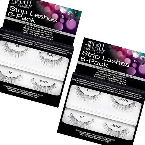 Ardell False Eyelashes Strip Lashes Natural 110 Black, (6 Pairs Per Pack) x 2 Pack
