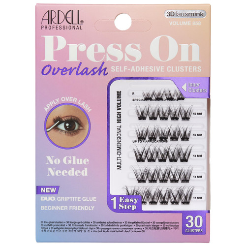 Ardell Press On Overlash 3D Fauxmink Volume 858 – Self Adhesive Lash Clusters, No Glue Needed Eyelashes, Pre Glued Cluster Eyelash Extensions, 1 Pack