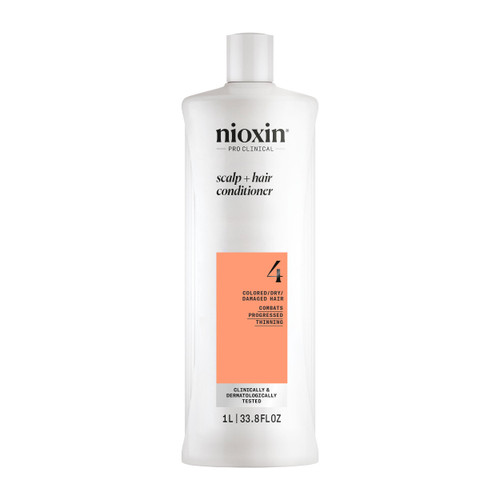 Nioxin System 4 Scalp + Hair Conditioner | For Colored or Damaged Hair with Progressed Thinning | With Niacinamide and Biotin | 33.8 Fl oz.